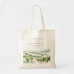 Tote Bag Paysage de vignoble à l'aquarelle pastel doux Mari