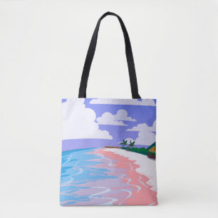 Tote Bag Paysage marin de plage tropicale avec sable rose,