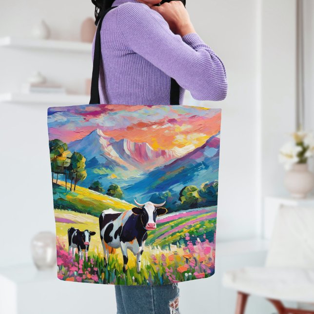 Tote Bag Paysage rural dynamique avec vaches (Créateur téléchargé)