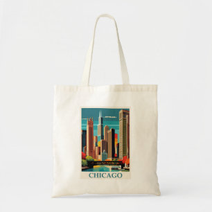 Tote Bag Paysage urbain de la ville de Chicago Illinois Rét
