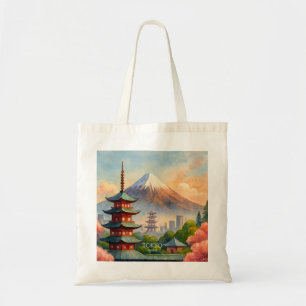 Tote Bag Paysage urbain de Tokyo Japon aquarelle souvenir