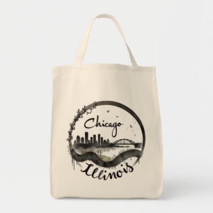 Tote Bag Paysage urbain vintage de Chicago Illinois Voyage 