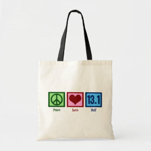 Tote Bag Peace Love 13.1 Moitié Marathon Runner