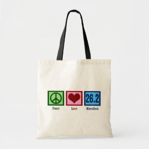 Tote Bag Peace Love 26.2 Marathon Runner