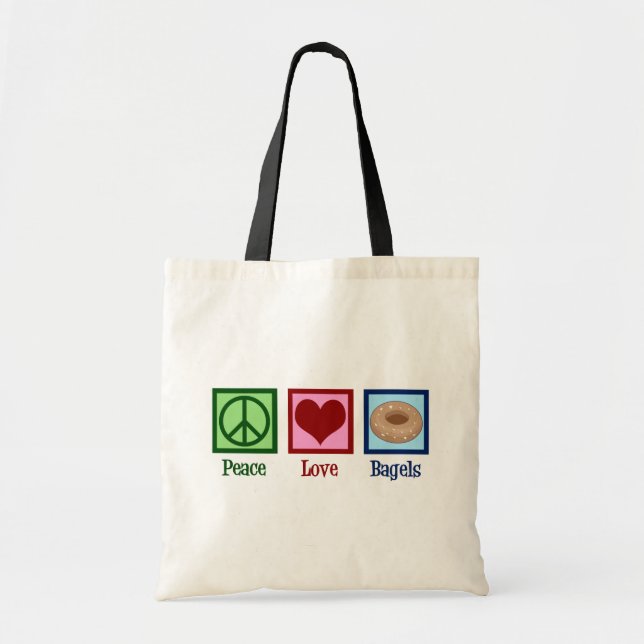 Tote Bag Peace Love Bagels (Devant)