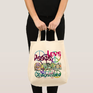 Tote Bag Peace Love Compassion Fourre-tout