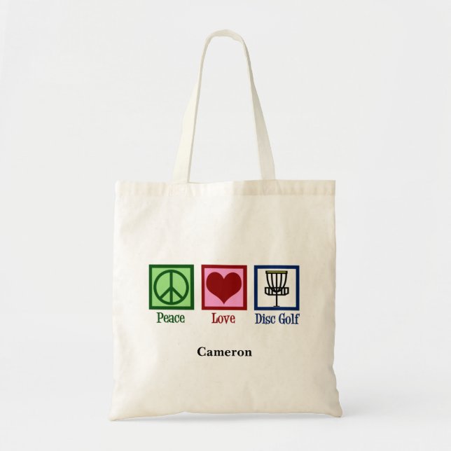 Tote Bag Peace Love Disc Golf Personnalisé (Devant)