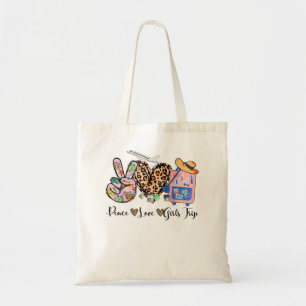 Tote Bag Peace Love Girls Trip Leopard Heart Luggage Raise