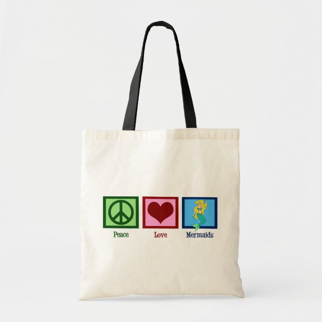 Tote Bag Peace Love Mermaids (Devant)