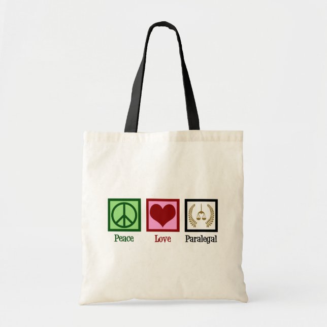 Tote Bag Peace Love Paralegal (Devant)