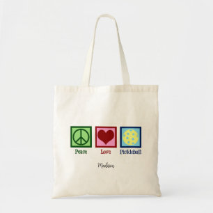 Tote Bag Peace Love Pickleball Cute Personnalisé