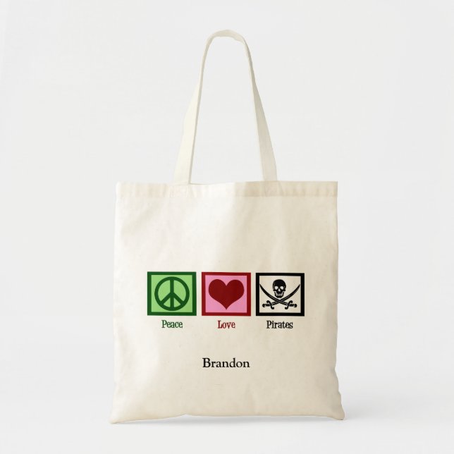 Tote Bag Peace Love Pirates Team Personnalisé Kids (Devant)
