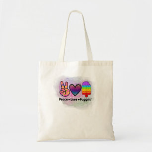 Tote Bag Peace Love Poppin' Tie Dye Push Fidget Toy