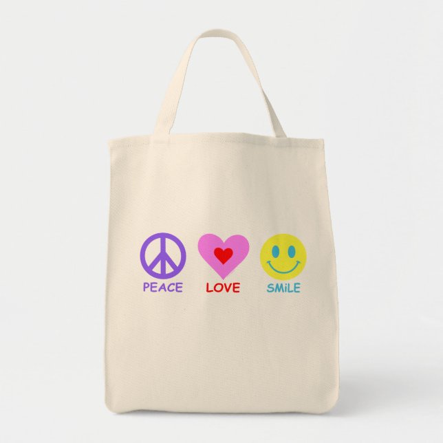 Tote Bag Peace Love Smile (Devant)