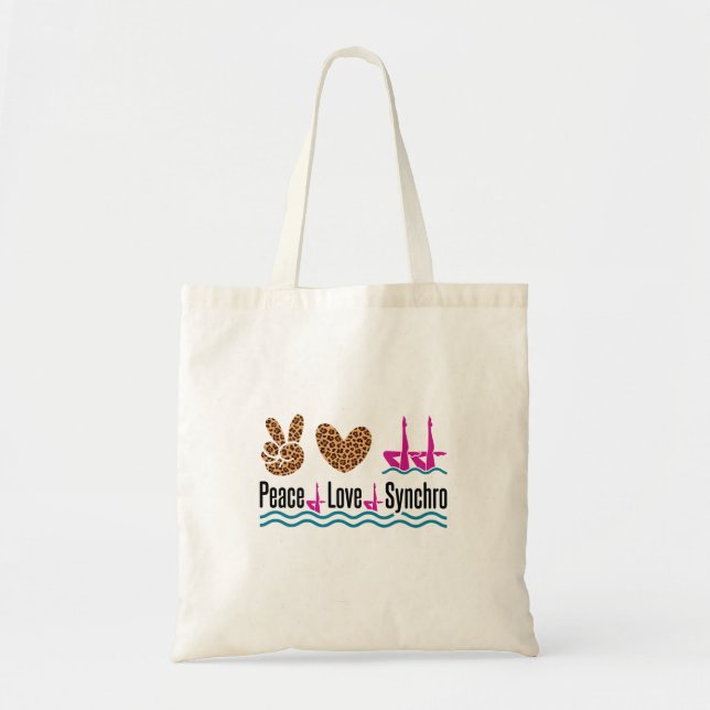 Tote Bag Peace Love Synchro Synchronisé Natation Artistique (Devant)