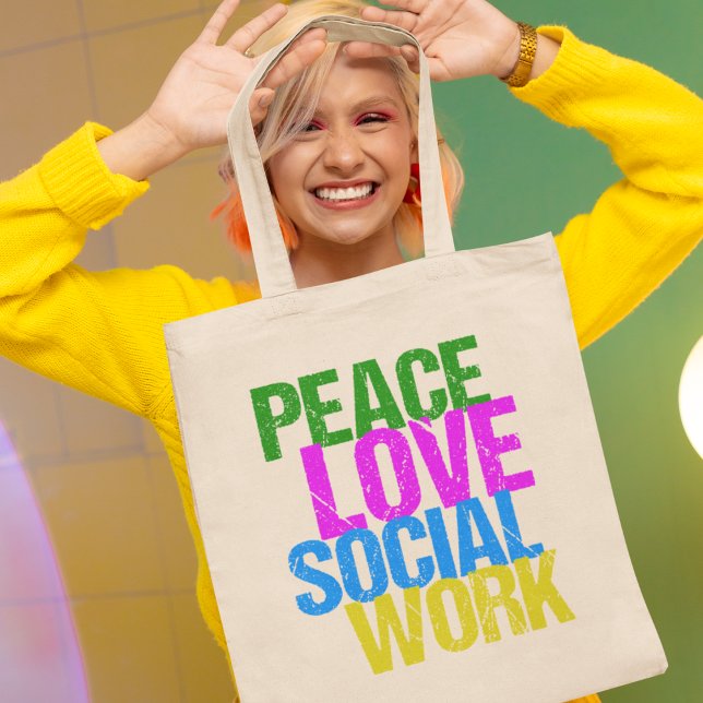 Tote Bag Peace Love Travail social (Créateur téléchargé)
