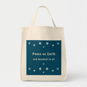 Tote Bag Peace on Earth Rappel Blue Snowflake