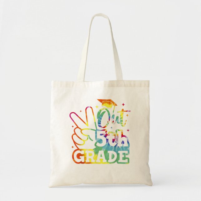 Tote Bag Peace Out 5e année d'études Dernier jour de l'écol (Devant)