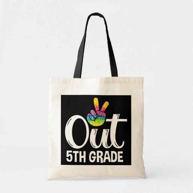 Tote Bag Peace Out 5e grade Tee Dye Graduation Classe de (Devant)