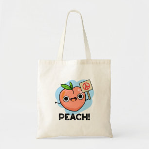 Tote Bag Peach Funky Peace Fruit Pun