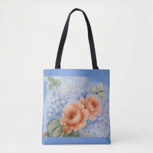 Tote Bag Peach Roses aquarelle Fourre-tout