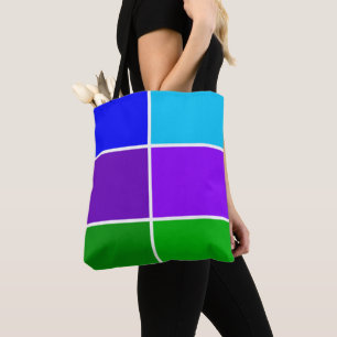 Tote Bag Peacock Color Geometric blocs