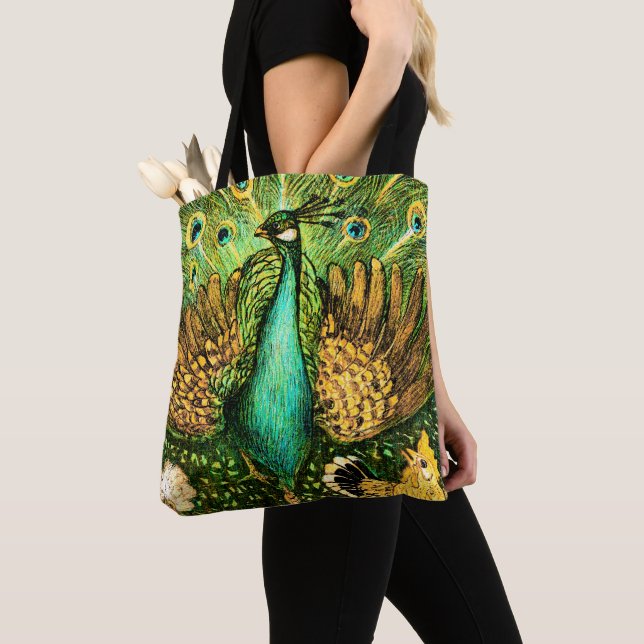 Tote Bag Peacock et poulets Art nouveau néerlandais (De près)