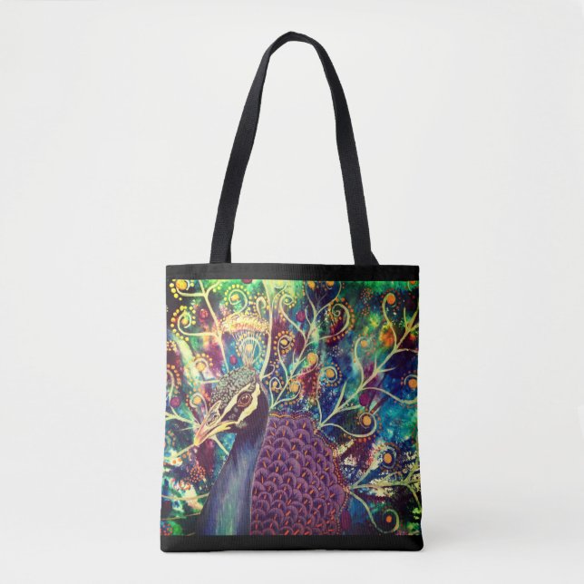 Tote Bag Peacock kaleidoscope coloré boho artistique (Devant)