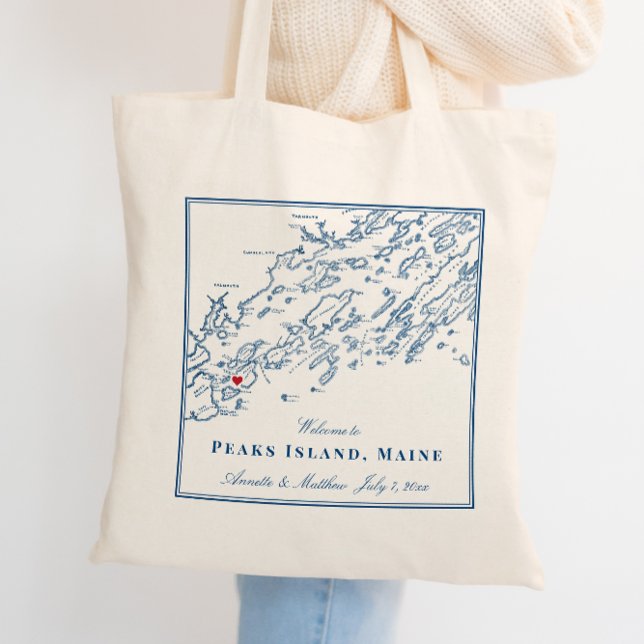 Tote Bag Peaks Island Maine Casco Bay Mariage Bienvenue (Créateur téléchargé)