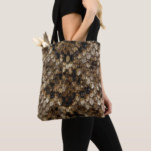Tote Bag Peau de serpent de serpent à sonnettes de Faux