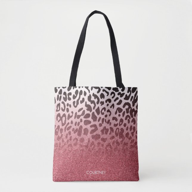 Tote Bag Peau rose de léopard de parties scintillantes (Devant)