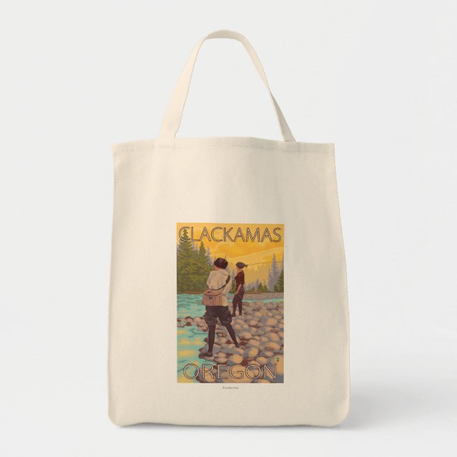 Tote Bag Pêche à la mouche - Clackamas, Oregon (Devant)