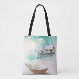 Tote Bag Pêche Bateau Port Paysage Nature