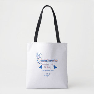 Tote Bag Pêche bleu quinceanera 15e anniversaire rustique m