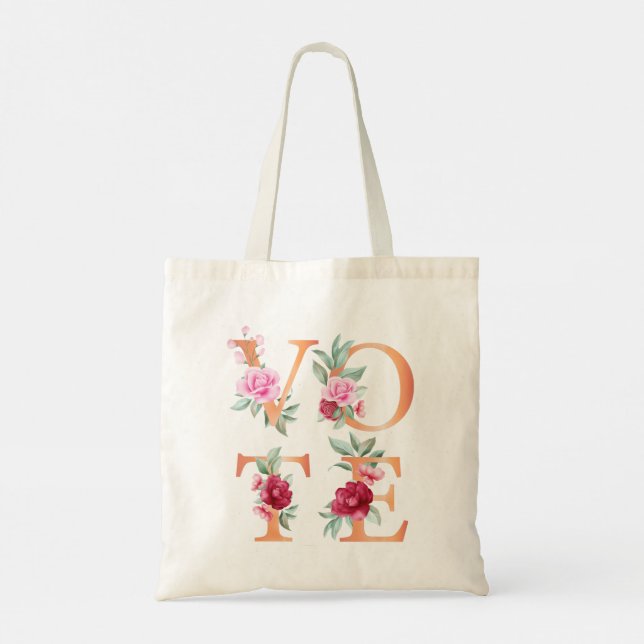 Tote Bag Pêcher Floral Élégante Feminine Go Vote (Dos)
