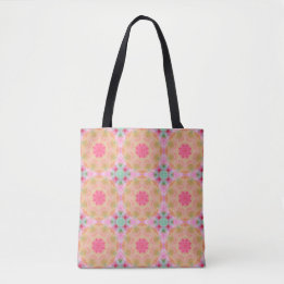 Tote Bag Pêches et mandala Fourre-tout de rose (gros