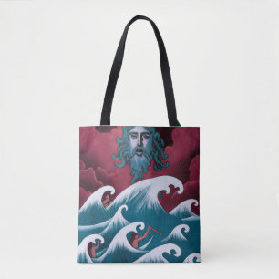 Tote Bag Peinture à l'huile de Neptune Crimson