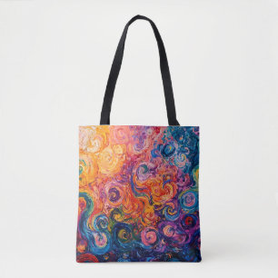 Tote Bag Peinture à l'huile de tourbillons psychédélique