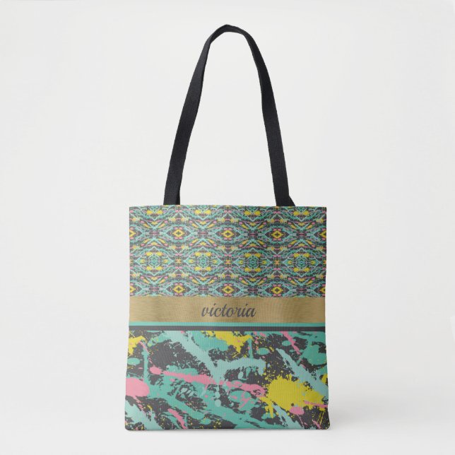 Tote Bag Peinture à motifs Monogramme (Devant)