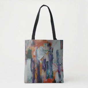 Tote Bag Peinture abstraite orange blanche et noire