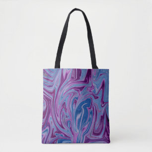 Tote Bag Peinture abstraite violette et bleue