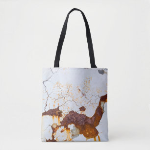 Tote Bag Peinture blanche fissurée, voiture rouillée.