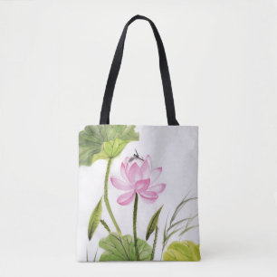 Tote Bag Peinture d'aquarelle de la fleur de Lotus 2 2