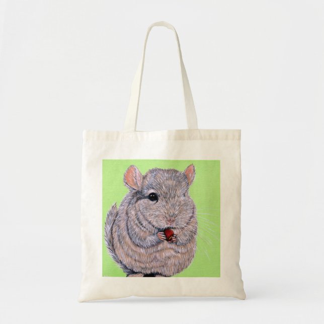 Tote Bag Peinture de Chinchilla à la poitrine molle (Devant)
