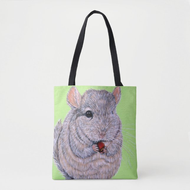 Tote Bag Peinture de Chinchilla à la poitrine molle (Devant)