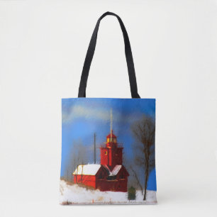 Tote Bag Peinture de phare rouge - Art original