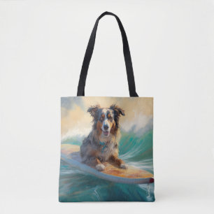 Tote Bag Peinture de surf de plage de berger australien