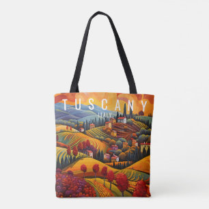 Tote Bag Peinture de Toscane au coucher du soleil   Italie 