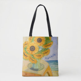 Tote Bag Peinture de tournesol personnalisée
