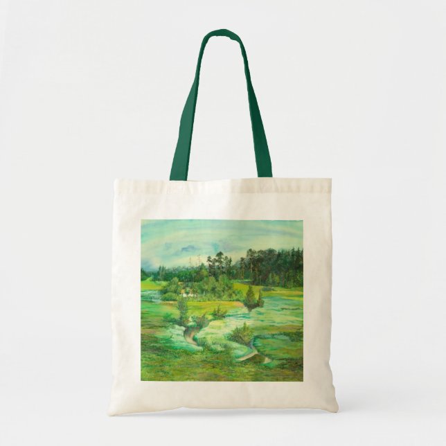 Tote Bag peinture de vallée verte Aquarelle (Devant)